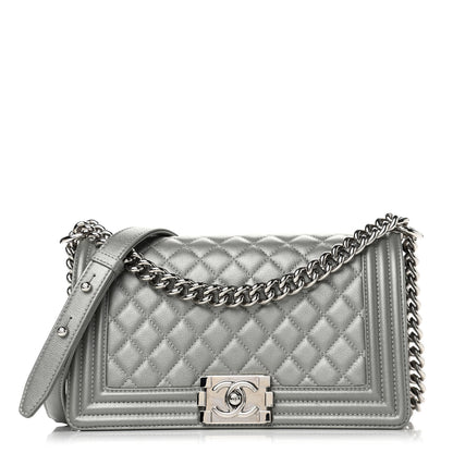 Chanel Metallic Caviar Quilted Medium Boy Flap Silver 1 of 4