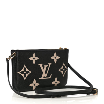 Louis Vuitton Empreinte Monogram Giant Double Zip Pochette Black Cream 3 of 11