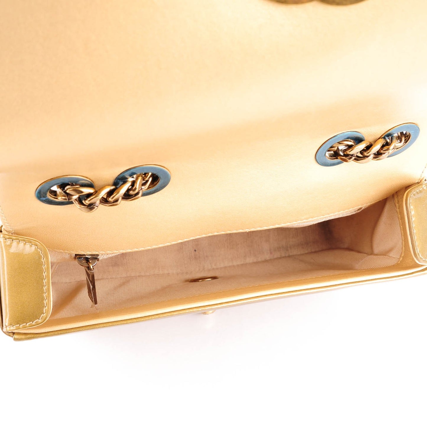 Patent Quilted Small Coco Boy Flap Gold