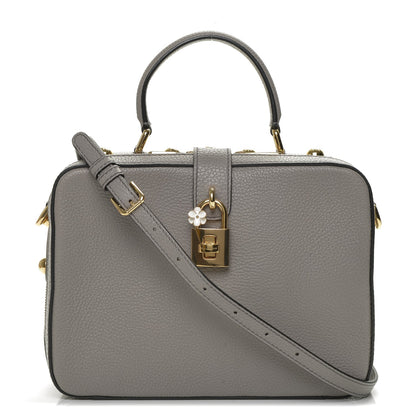 Dolce & Gabbana Drummed Calfskin Rosaria Shoulder Bag Grigio 1 of 6