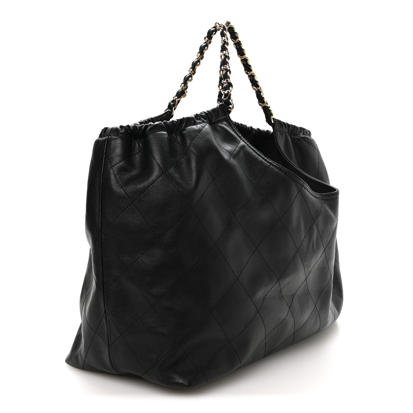 Lambskin Quilted Neo Cabas Shopping Tote Black