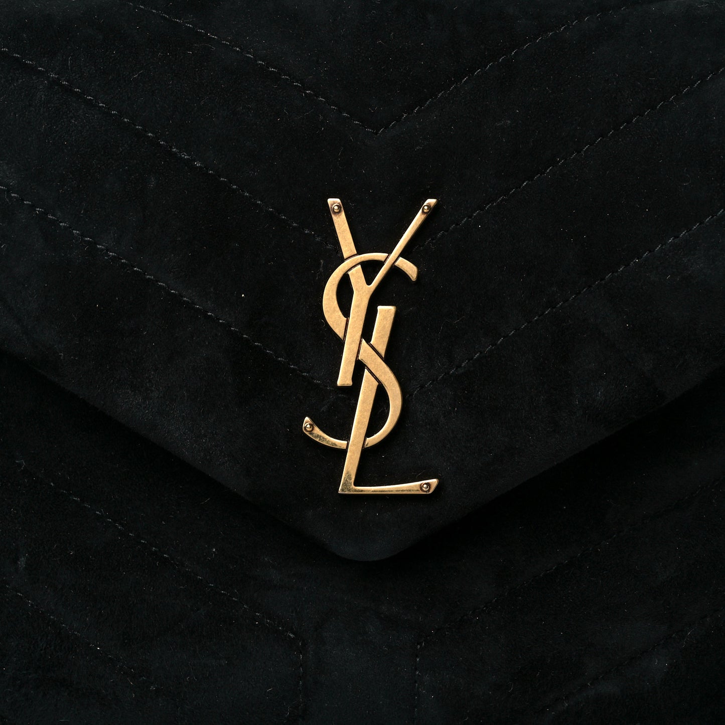 Velvet Y Quilted Monogram Small Loulou Chain Satchel Black