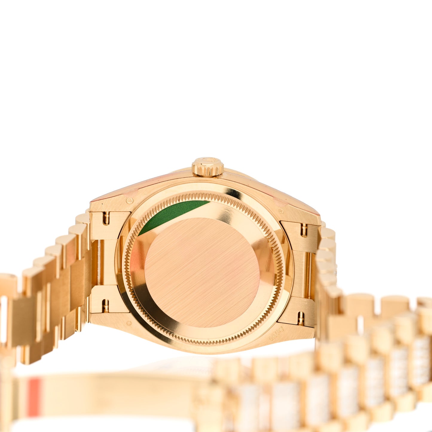 18K Yellow Gold Diamond Pave 36mm Oyster Perpetual Day-Date President Watch Green 128348RBR