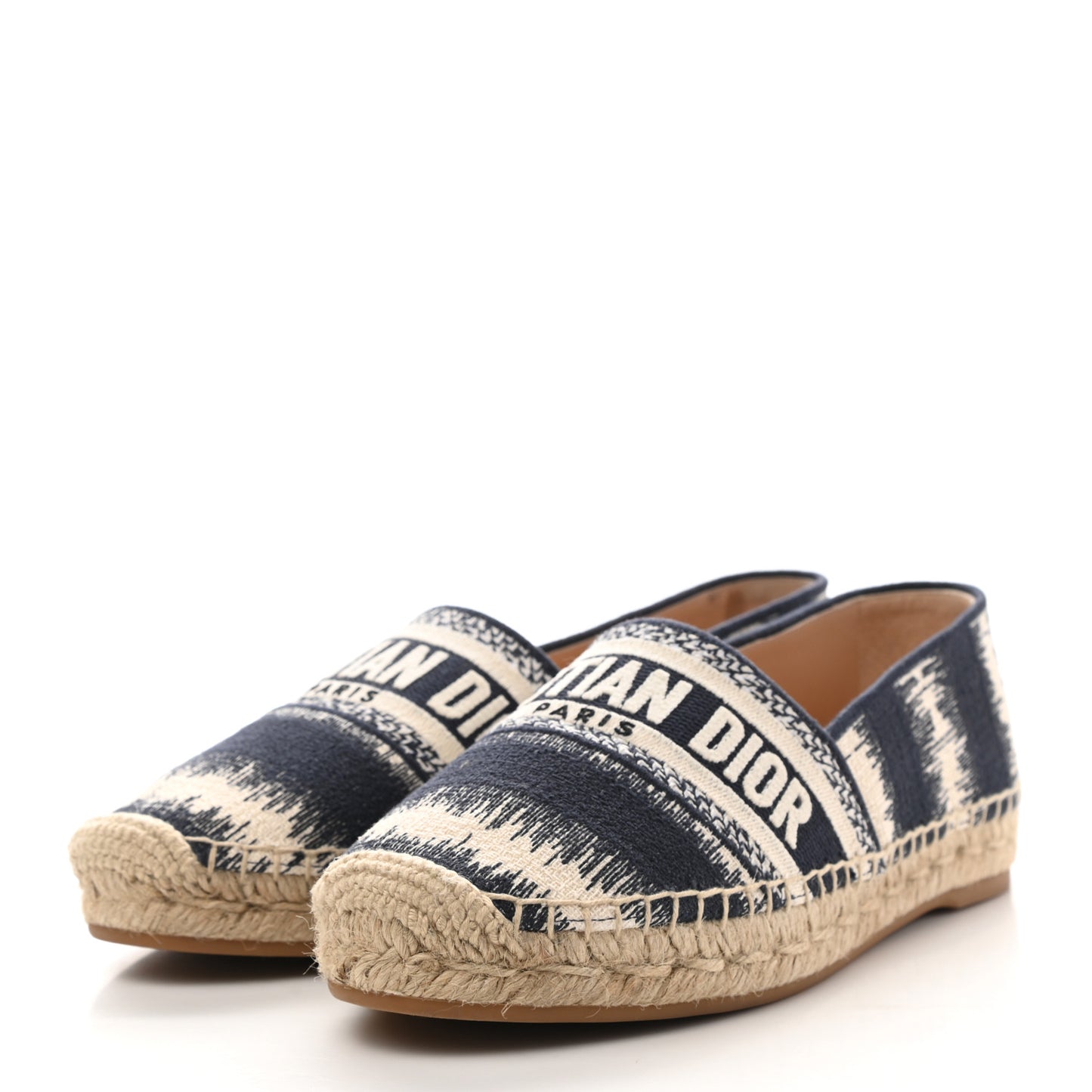 Cotton D-Stripes Embroidered Granville 15mm Espadrilles 36.5 Deep Blue