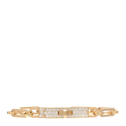 Hermes 18K Yellow Gold Diamond Pave PM Kelly Chaine Bracelet SH 1 of 4