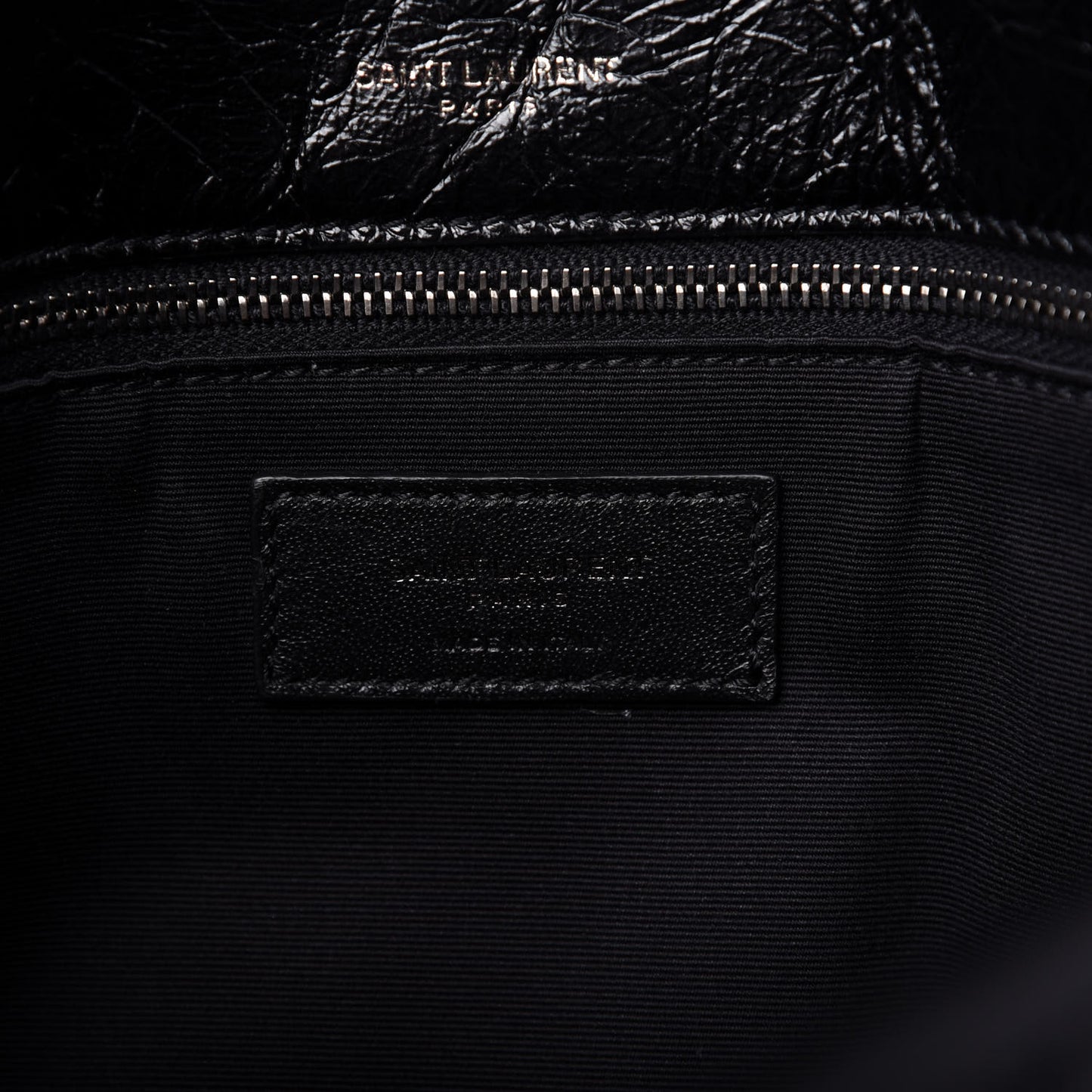Crinkled Calfskin Matelasse Monogram Large Niki Chain Satchel Black