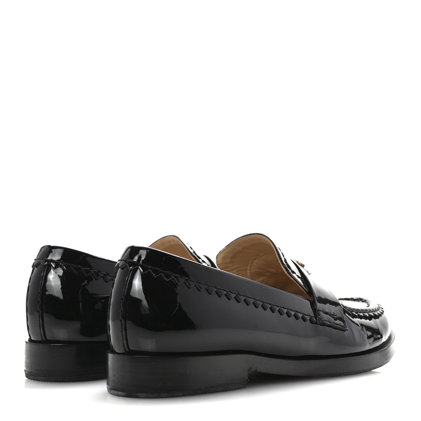 Patent Calfskin CC Mocassin Loafers 37.5 Black