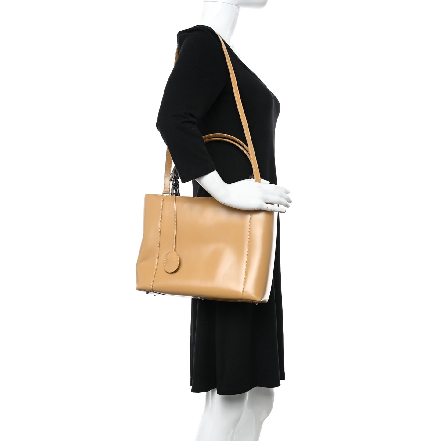 Calfskin Maris Pearl Beaded Top Handle Bag Beige