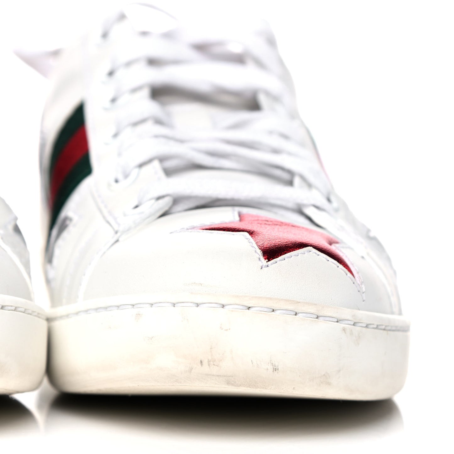 Calfskin Ayers Web Star Embroidered Womens Ace Sneakers 35.5 White Multi