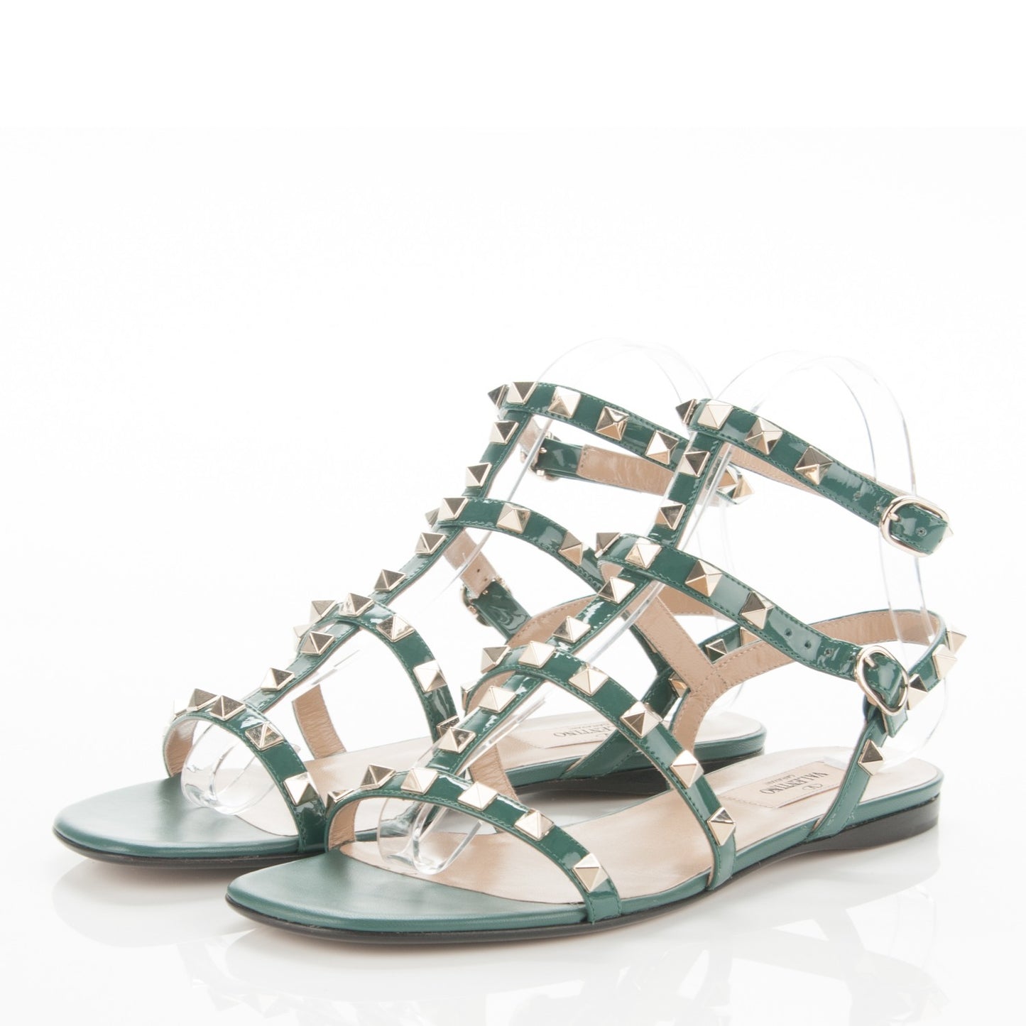 Patent Rockstud Gladiator Flat Sandals 37 Giada