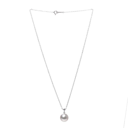Mikimoto 18K White Gold Diamond Akoya Pearl 12mm Pendant Necklace 3 of 6