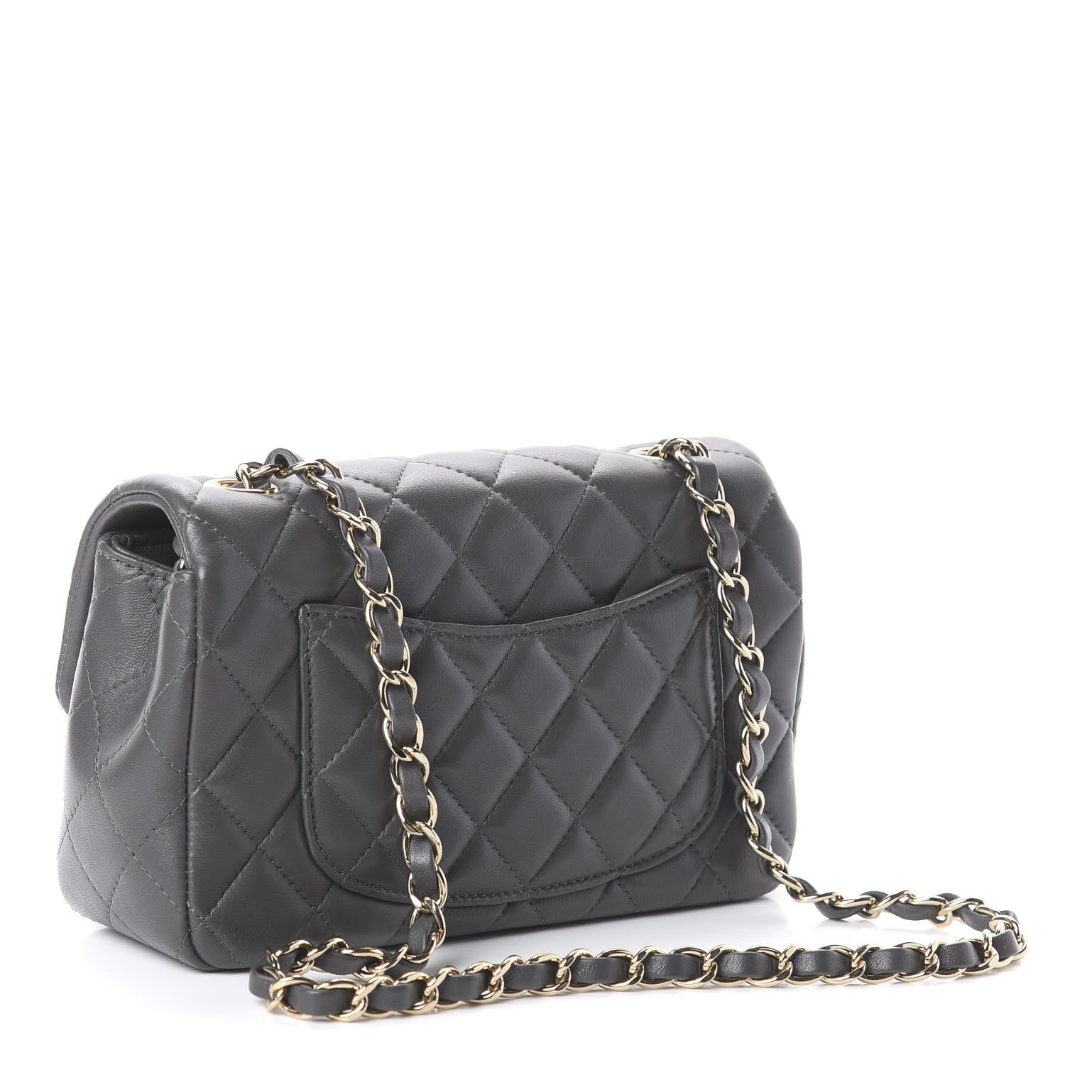 Chanel Lambskin Quilted Mini Rectangular Flap Grey 2 of 8