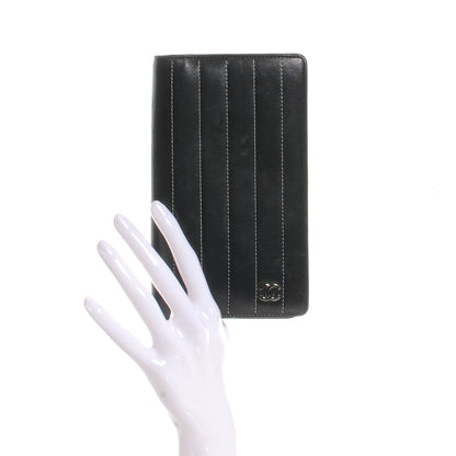 Chanel Lambskin Vertical Quilted Mademoiselle Yen Wallet Black 2 of 7