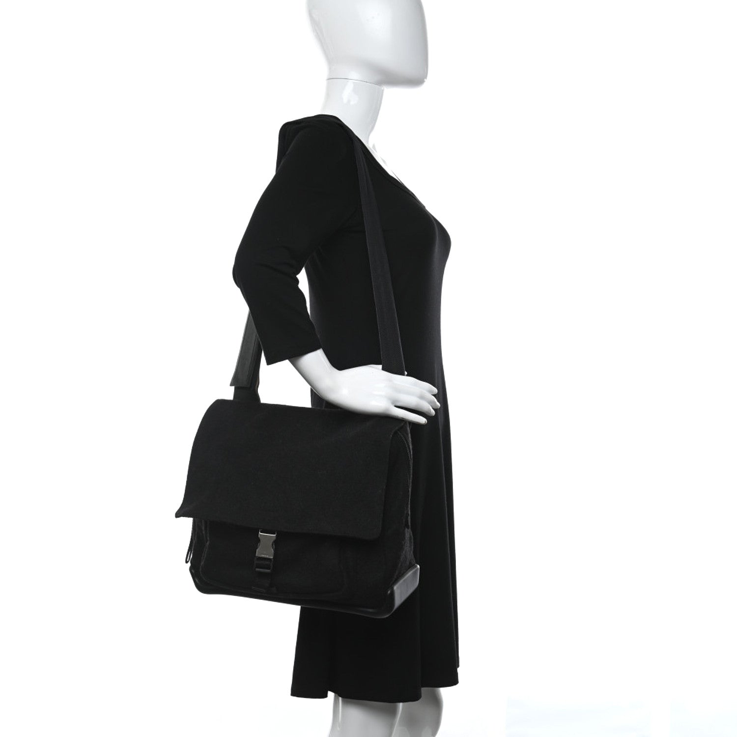 Prada Wool Messenger Satchel Black 2 of 12
