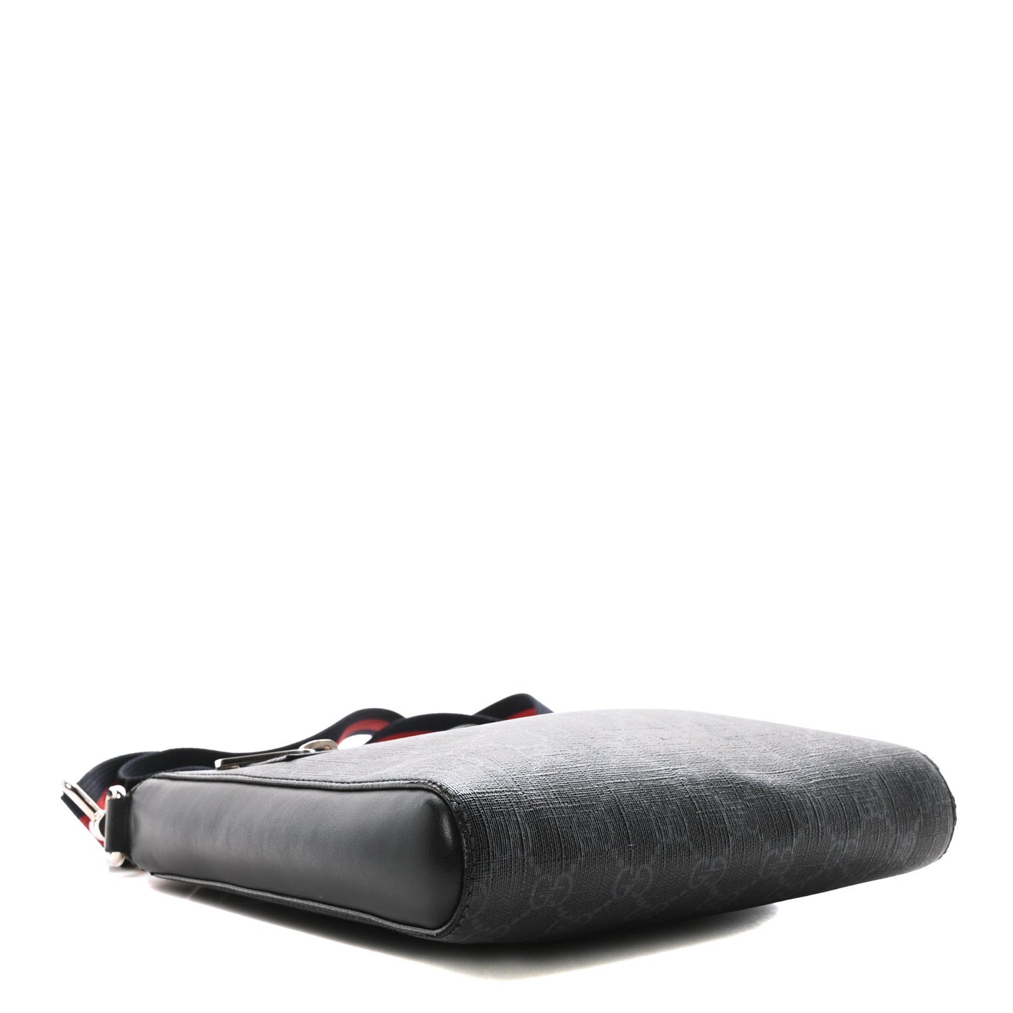 GG Supreme Monogram Web Small Flat Messenger Bag Black Grey