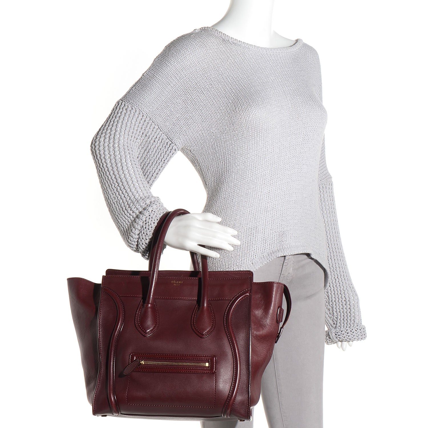 Celine Smooth Calfskin Mini Luggage Burgundy 2 of 10