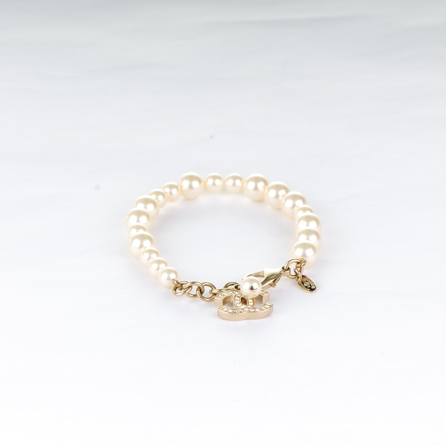 Chanel Pearl Crystal CC Bracelet Gold 3 of 4