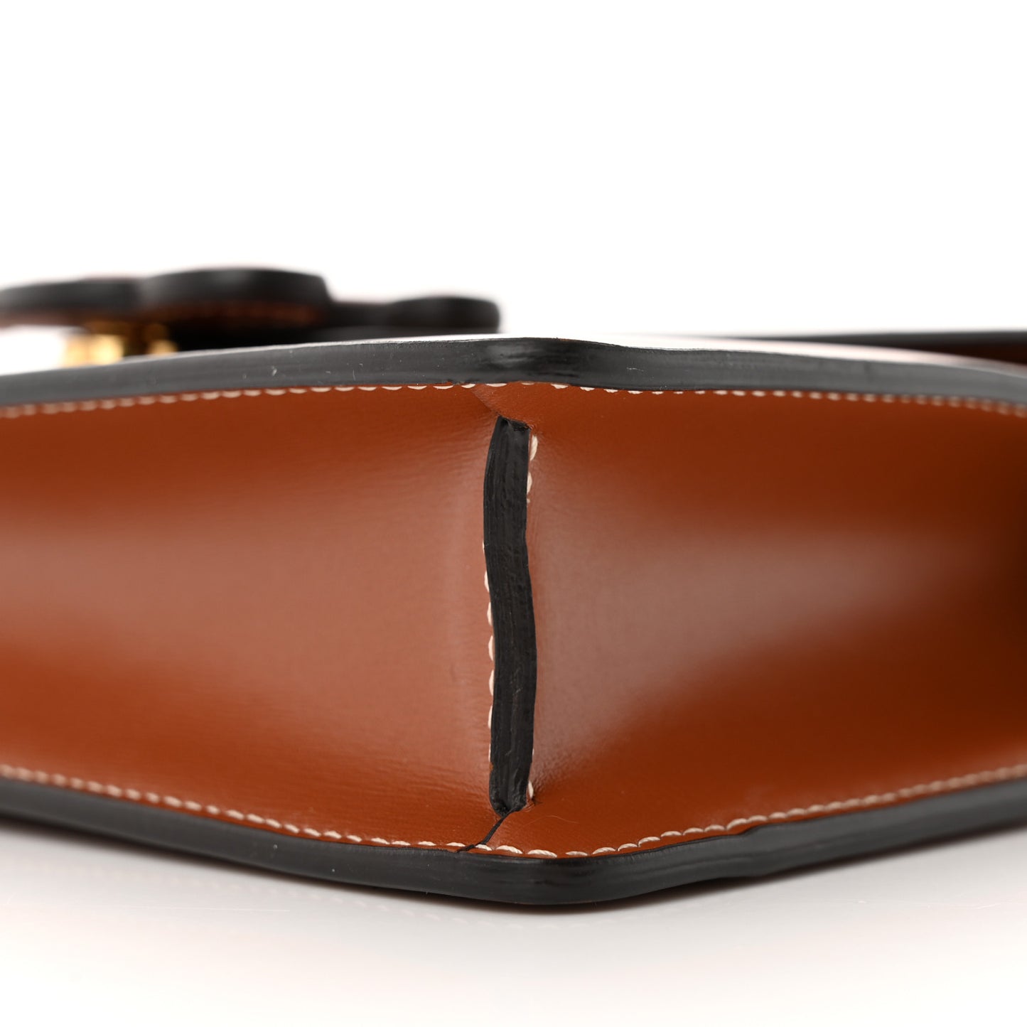 Shiny Calfskin Cuir Triomphe Wallet on Chain Tan