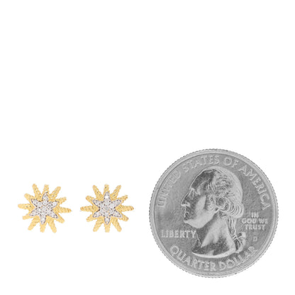 David Yurman 18K Yellow Gold Diamond 10mm Starburst Earrings 2 of 5