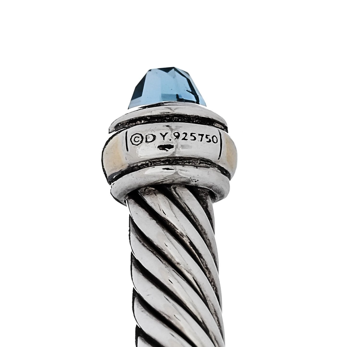 Sterling Silver 18K Yellow Gold Blue Topaz 4mm Cable Classics Bracelet
