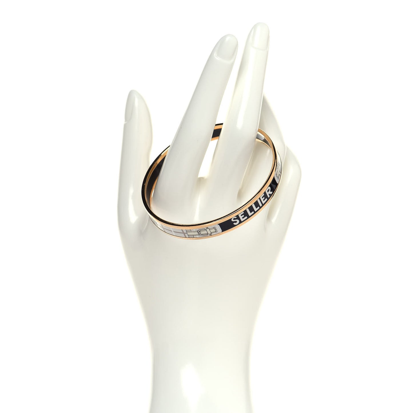 Enamel Printed Narrow Sellier Bracelet 70 Black