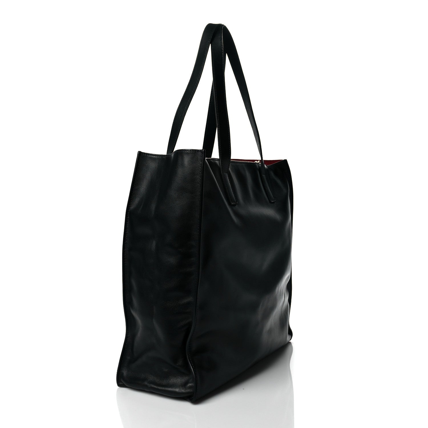 Prada Soft Calfskin Tote Black Rubino 3 of 11