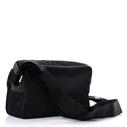 Prada Tessuto Nylon Saffiano Single Snap Buckle Messenger Flap Bag Black 2 of 11