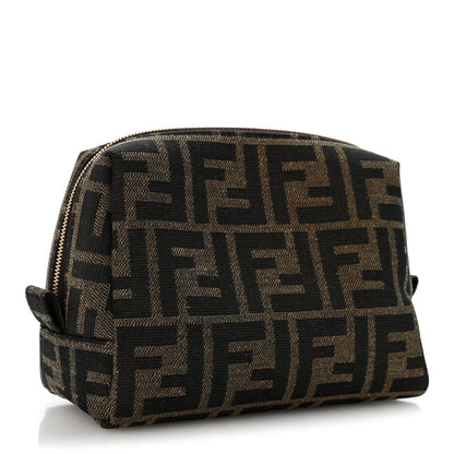 Fendi Fabric Jacquard FF 1974 Small Trapezoid Beauty Pouch Tobacco Moro Black 3 of 7