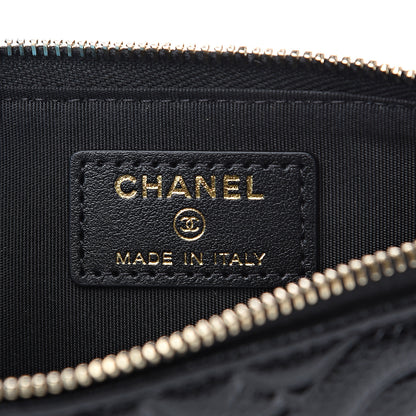 Chanel Caviar Camellia Embossed Classic Flat Wallet Pouch Black 5 of 7