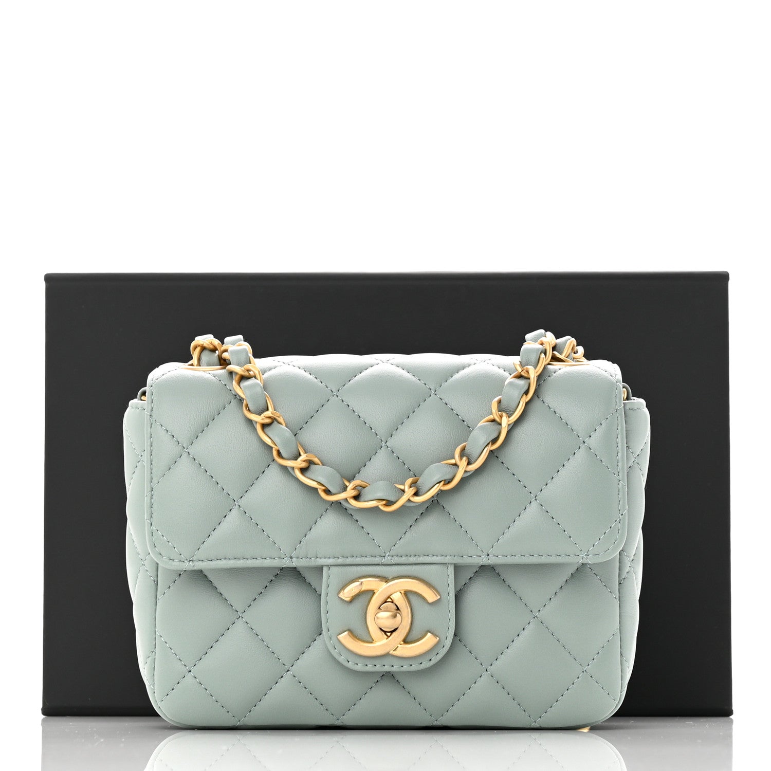 Chanel Lambskin Quilted Casino Chips Mini Square Flap Grey 12 of 12