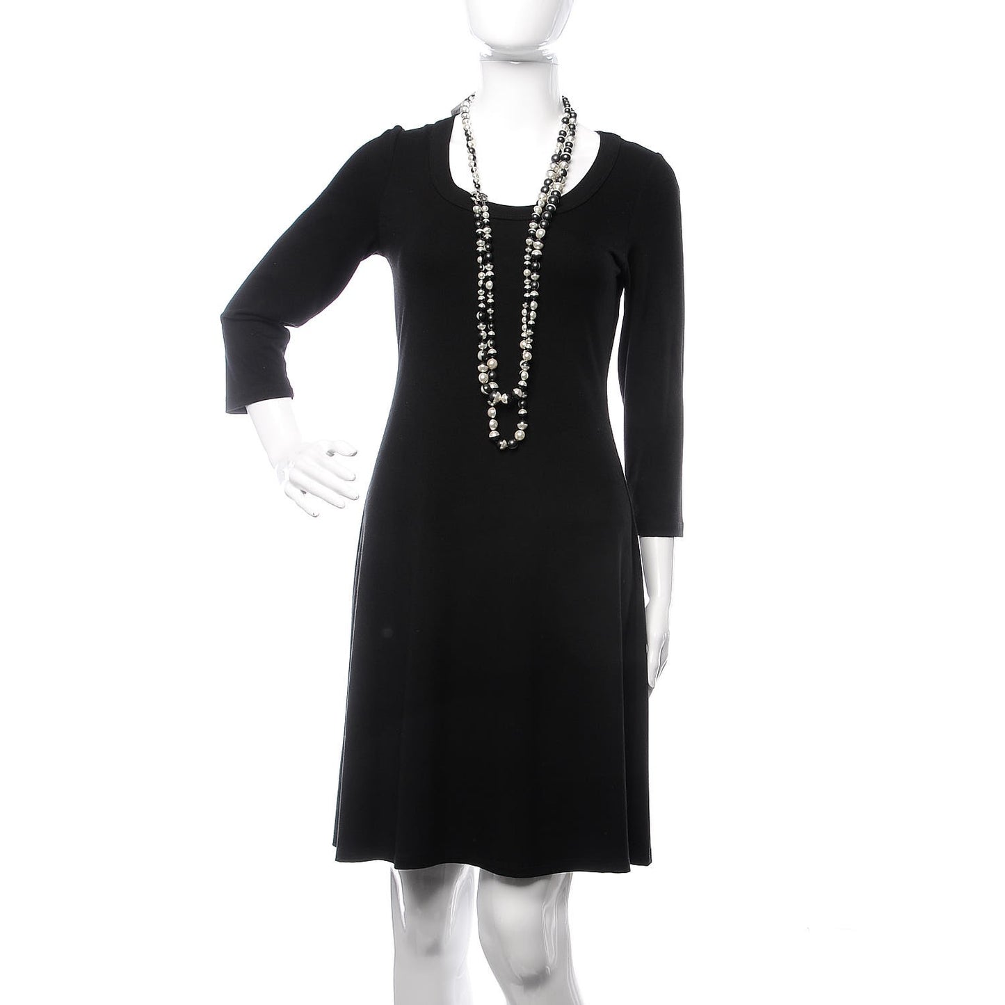 Pearl CC Long Necklace Grey