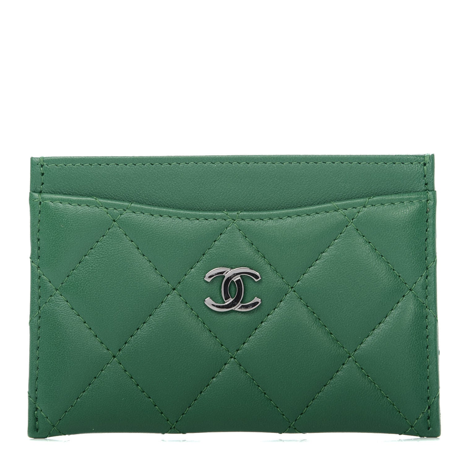 Chanel Lambskin Quilted Card Holder Green 1 of 8