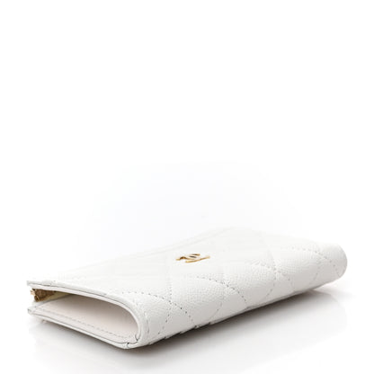 Chanel Caviar Quilted CC Zip Around Card Holder White 4 of 7
