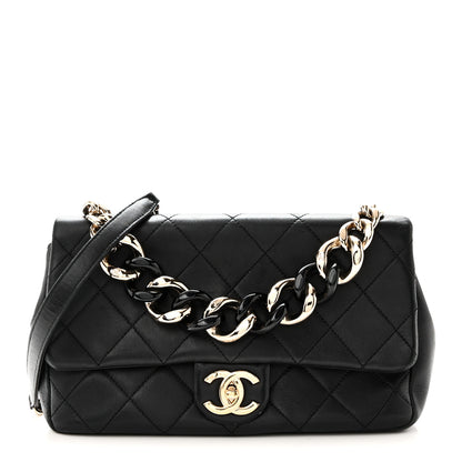 Chanel Lambskin Quilted Resin Bi-Color Chain Flap Bag Black 1 of 10