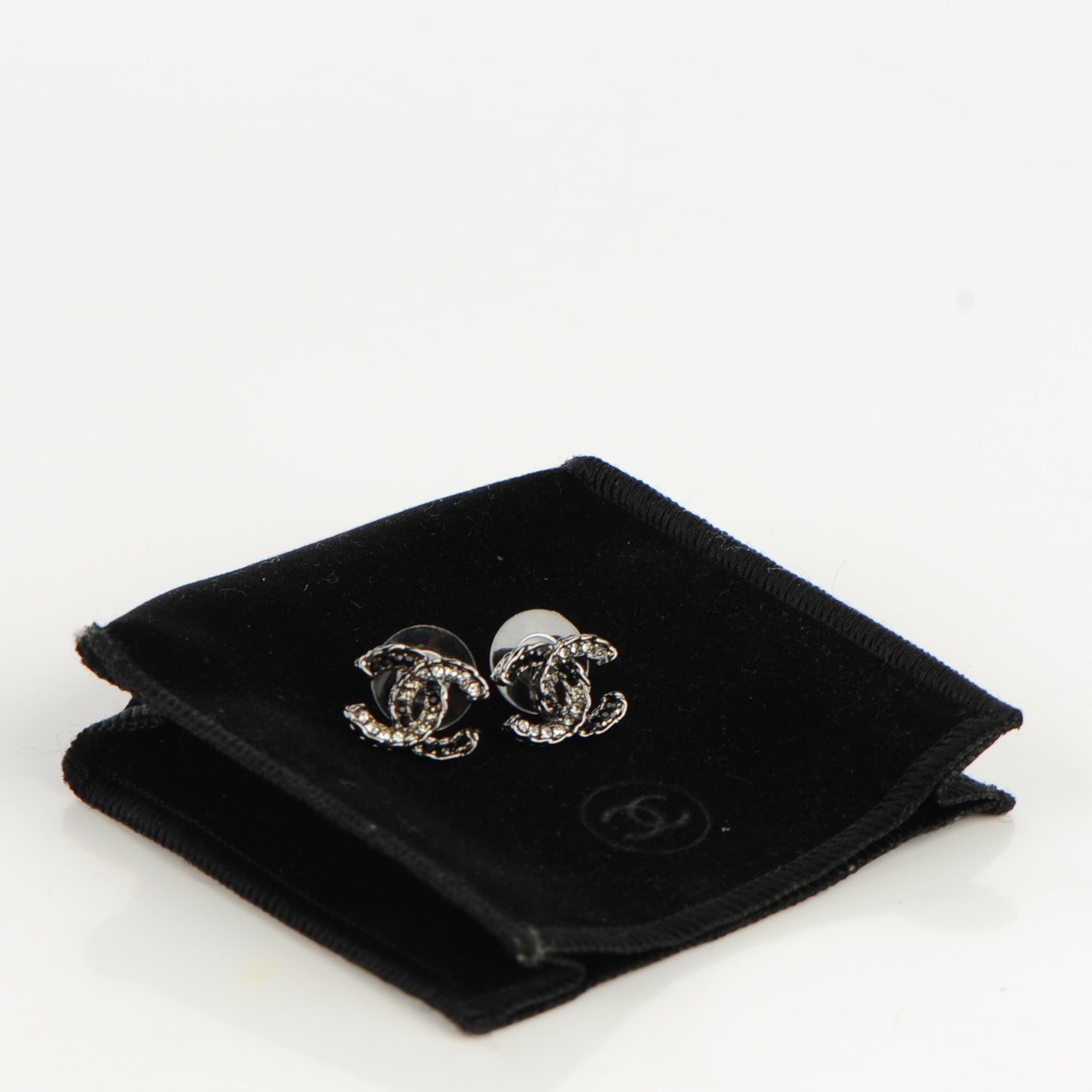 Chanel Crystal CC Earrings Ruthenium Black 5 of 5