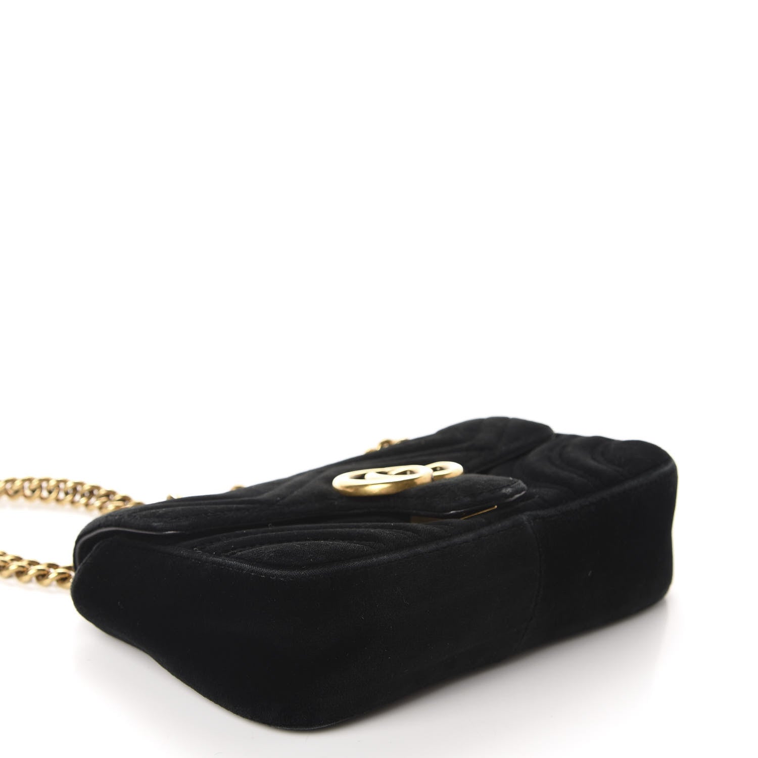 Gucci Velvet Matelasse Mini GG Marmont Shoulder Bag Black 4 of 11