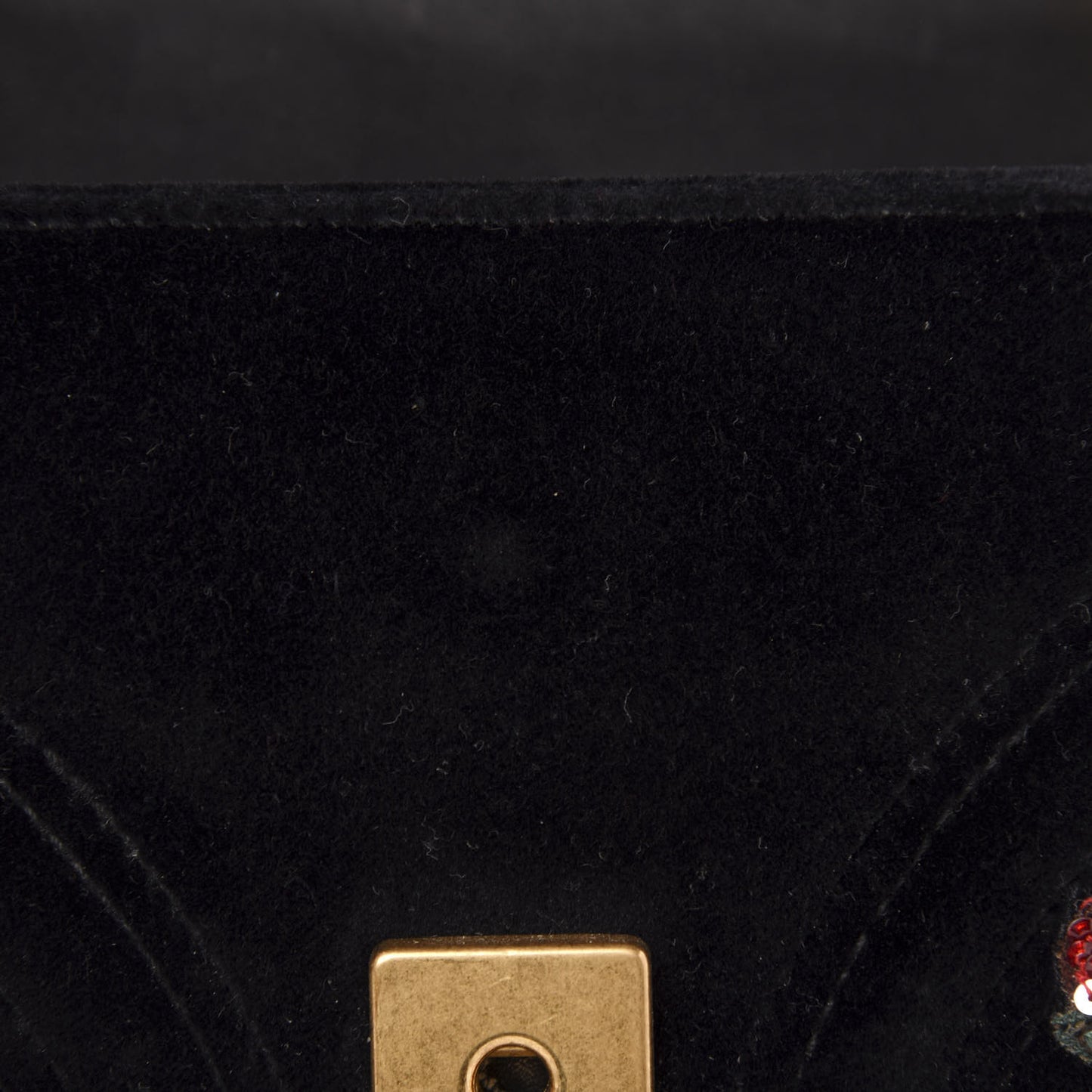 Velvet Matelasse Embroidered Mini GG Marmont Shoulder Bag Black