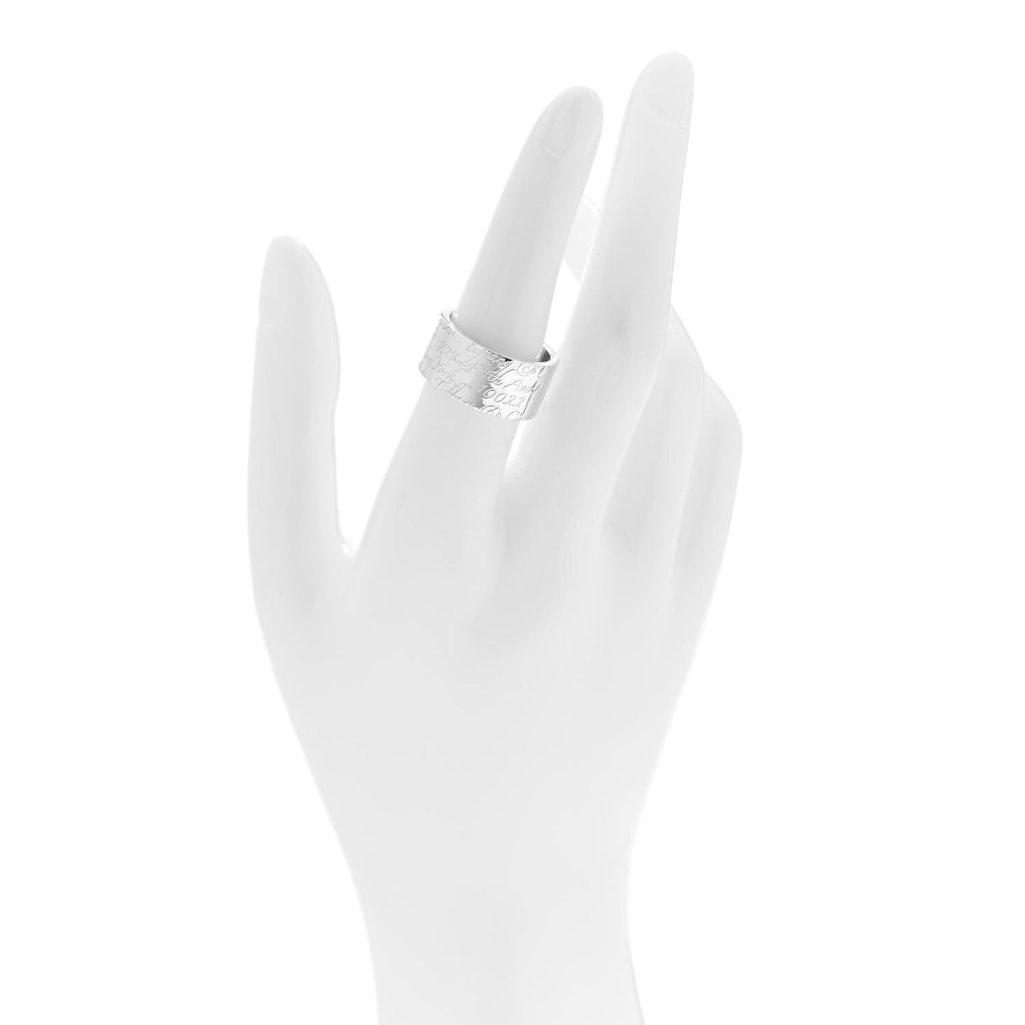 Sterling Silver 10mm Notes Wide Ring 54 7
