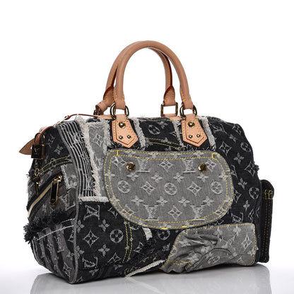 Louis Vuitton Denim Patchwork Speedy 30 Grey 3 of 9