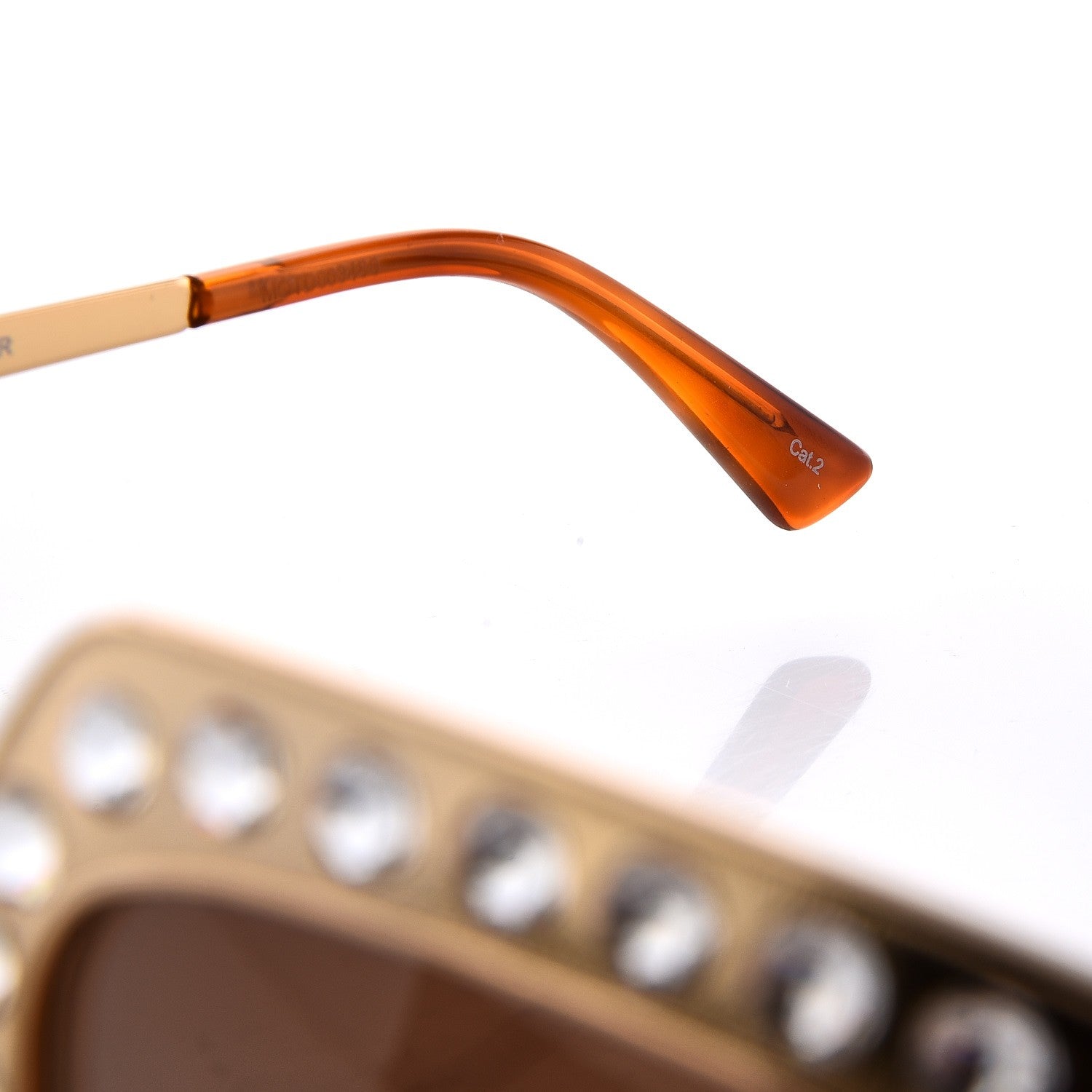 Gucci Metal Acetate Crystal Oversize GG0115S Sunglasses Gold 8 of 9
