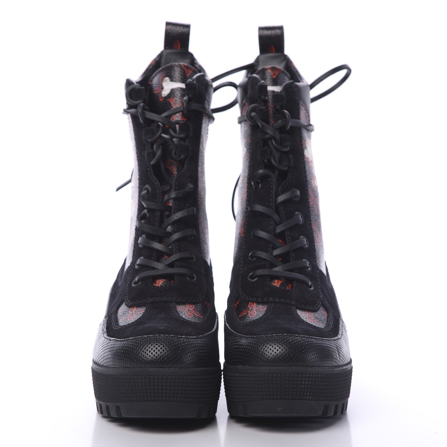 Louis Vuitton Suede Calfskin Catogram Laureate Platform Desert Boots 38.5 Black Marron 2 of 8