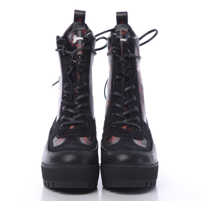 Louis Vuitton Suede Calfskin Catogram Laureate Platform Desert Boots 38.5 Black Marron 2 of 8