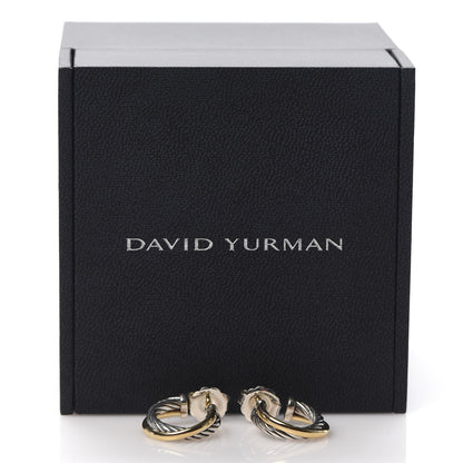 David Yurman Sterling Silver 18K Yellow Gold 17mm Crossover Cable Hoop Earrings 5 of 5