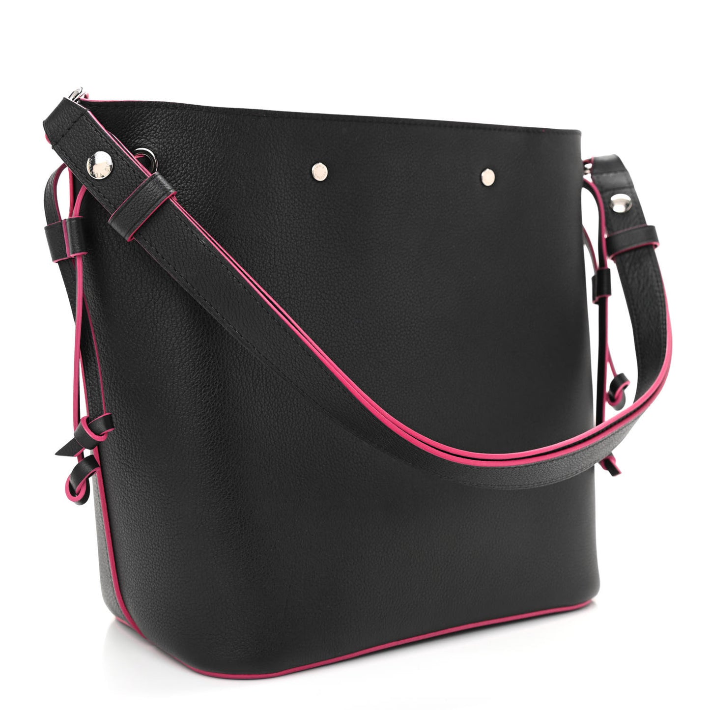 Calfskin Lockme Bucket Black