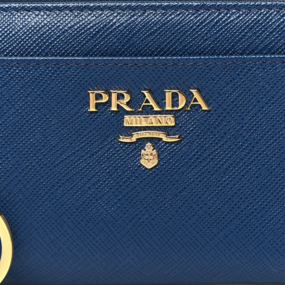 Prada Saffiano Metal Zip Around Keychain Bluette 8 of 9