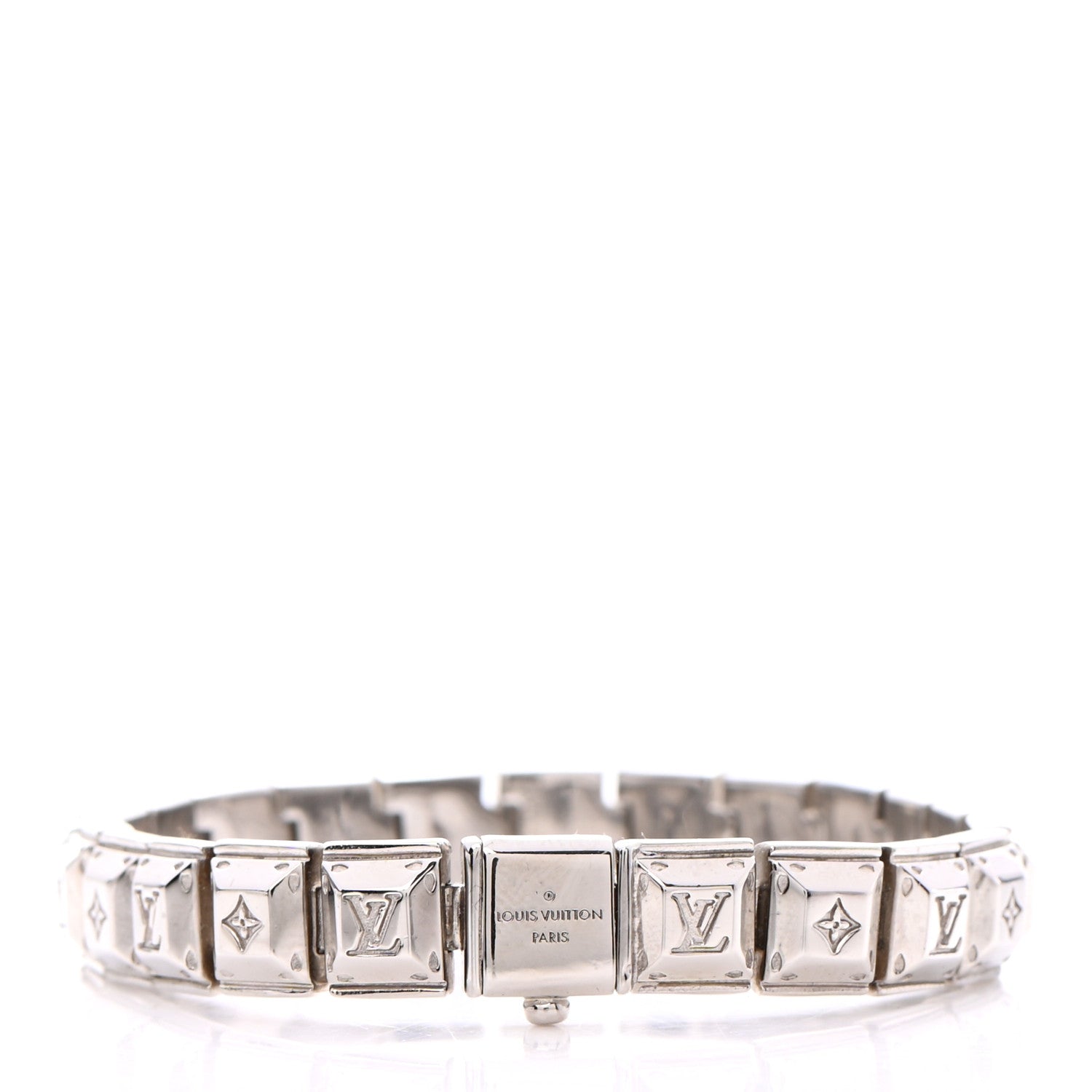 Louis Vuitton Palladium Monogram Nanogram Tennis Bracelet S Silver 3 of 7