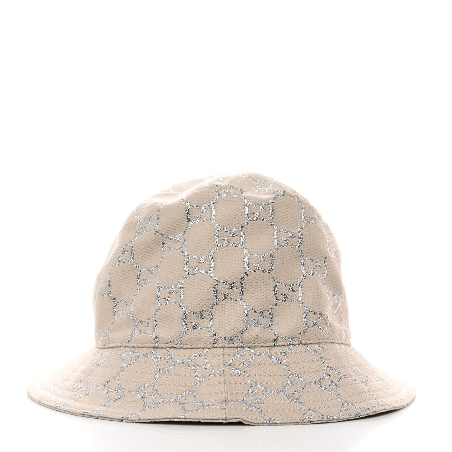 Canvas Lame GG Monogram Bucket Hat XS Gardenia Silver
