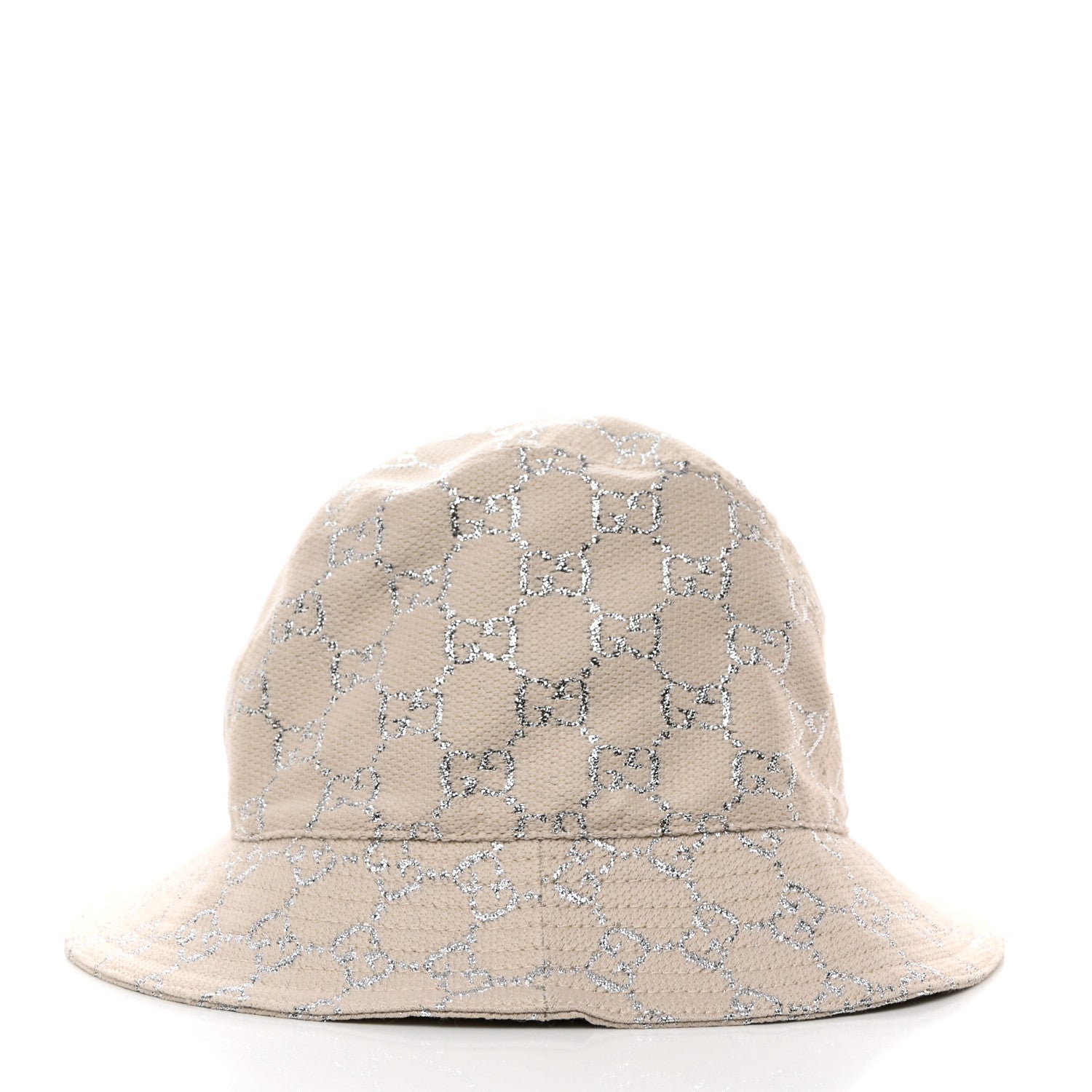 Gucci Canvas Lame GG Monogram Bucket Hat XS Gardenia Silver 5 of 9