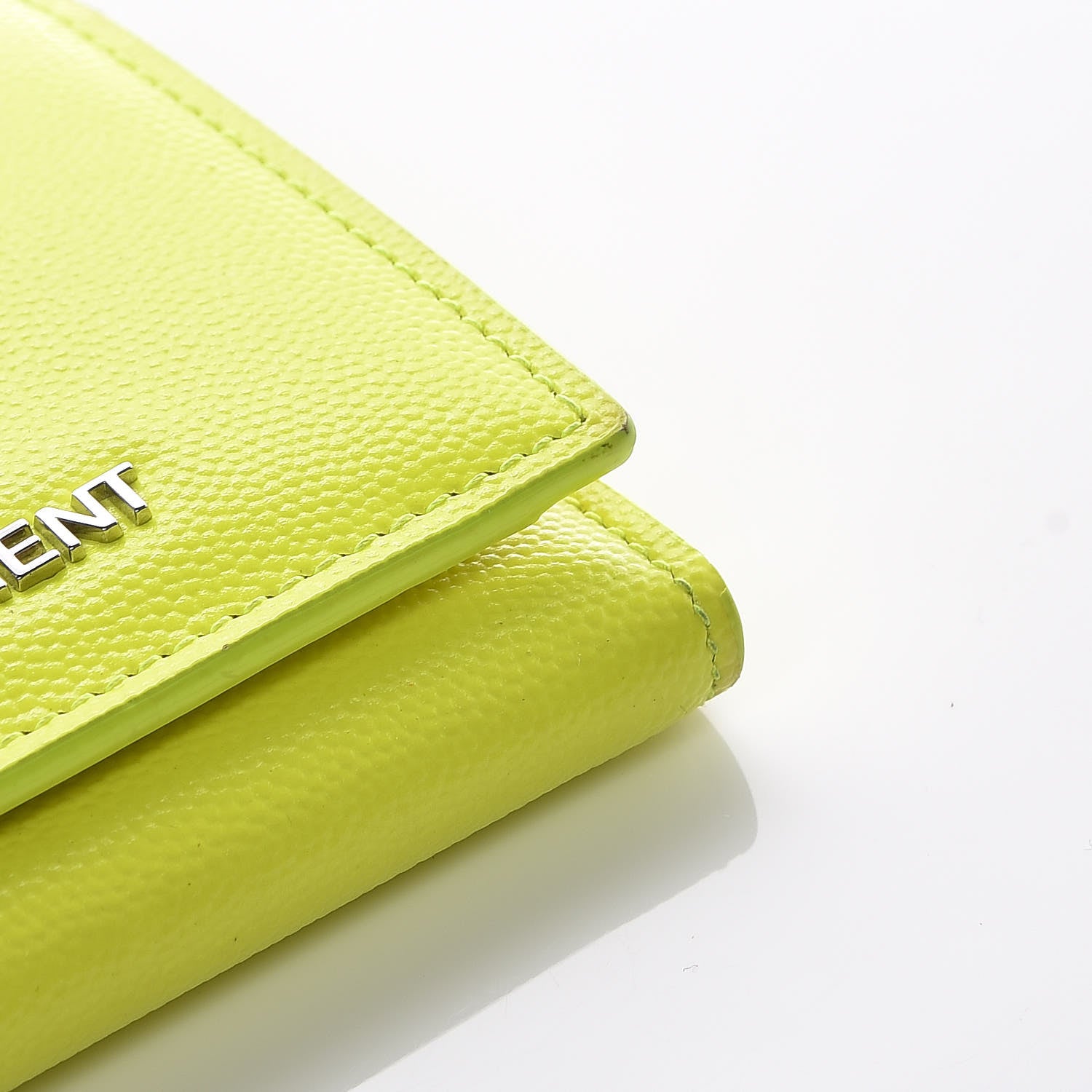 Saint Laurent Grain De Poudre Letters Compact Wallet Fluo Yellow 12 of 14