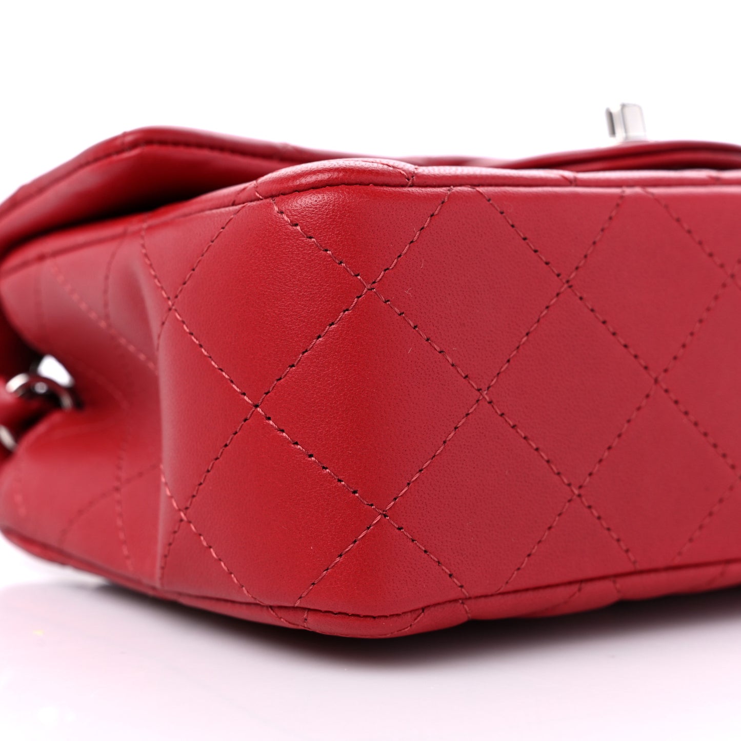 Lambskin Quilted Mini Rectangular Flap Red